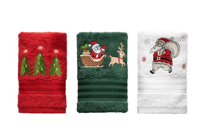 Mijölnir Santa C Juego de Toallas de Lavado 3 Piezas Verde, Rojo, Blanco